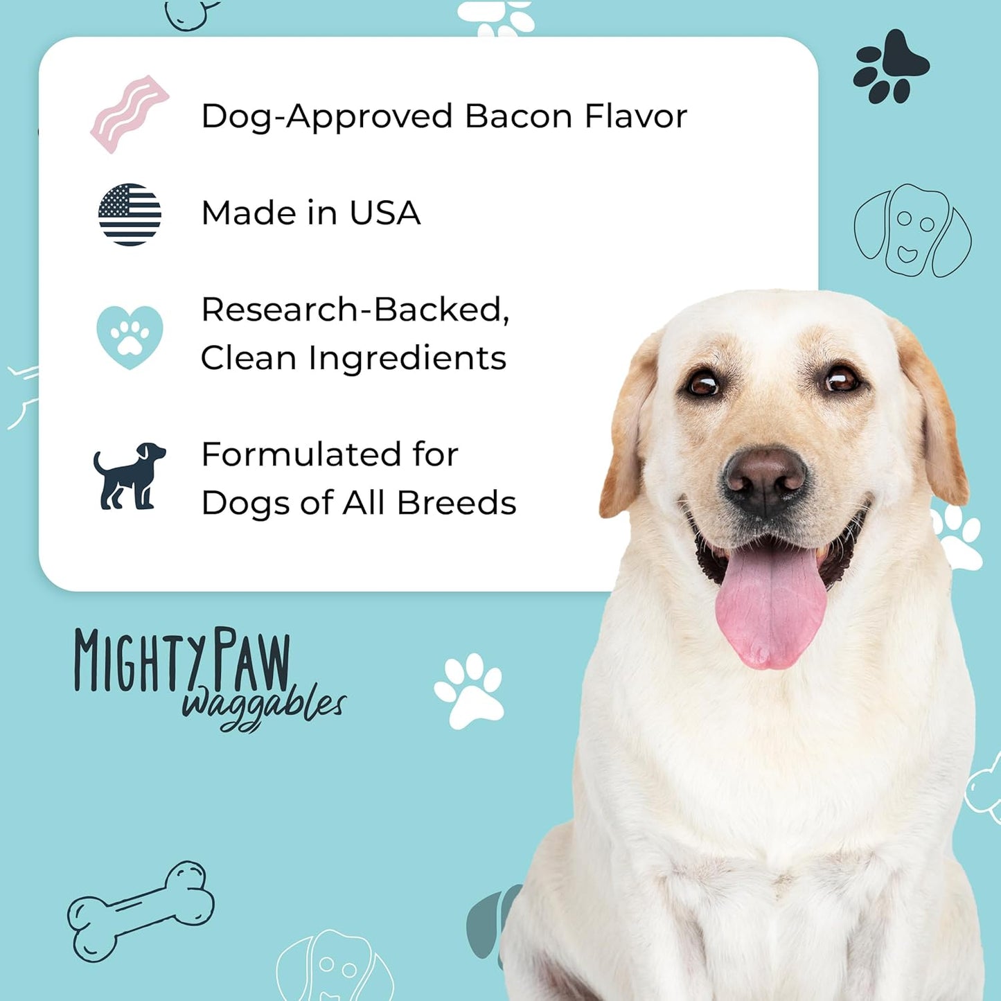 Mighty Paw Waggables Allergy Immune + Itch (Made in The USA) -Dog Chews Anti-Itch for Dogs. Allergy Support Vitamins for Skin and Coat Allergies. Omega 3 & Quercetin for Pets 120 Ct