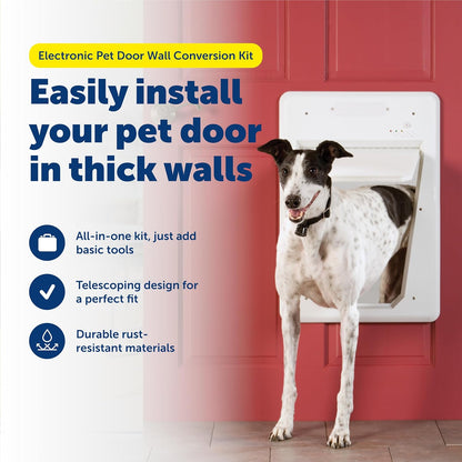 PetSafe Electronic Pet Door Wall Conversion Kit - for Electronic Doggie Door Installation in Thick Walls & Doors - Durable Plastic Frame with Telescoping Design - Large