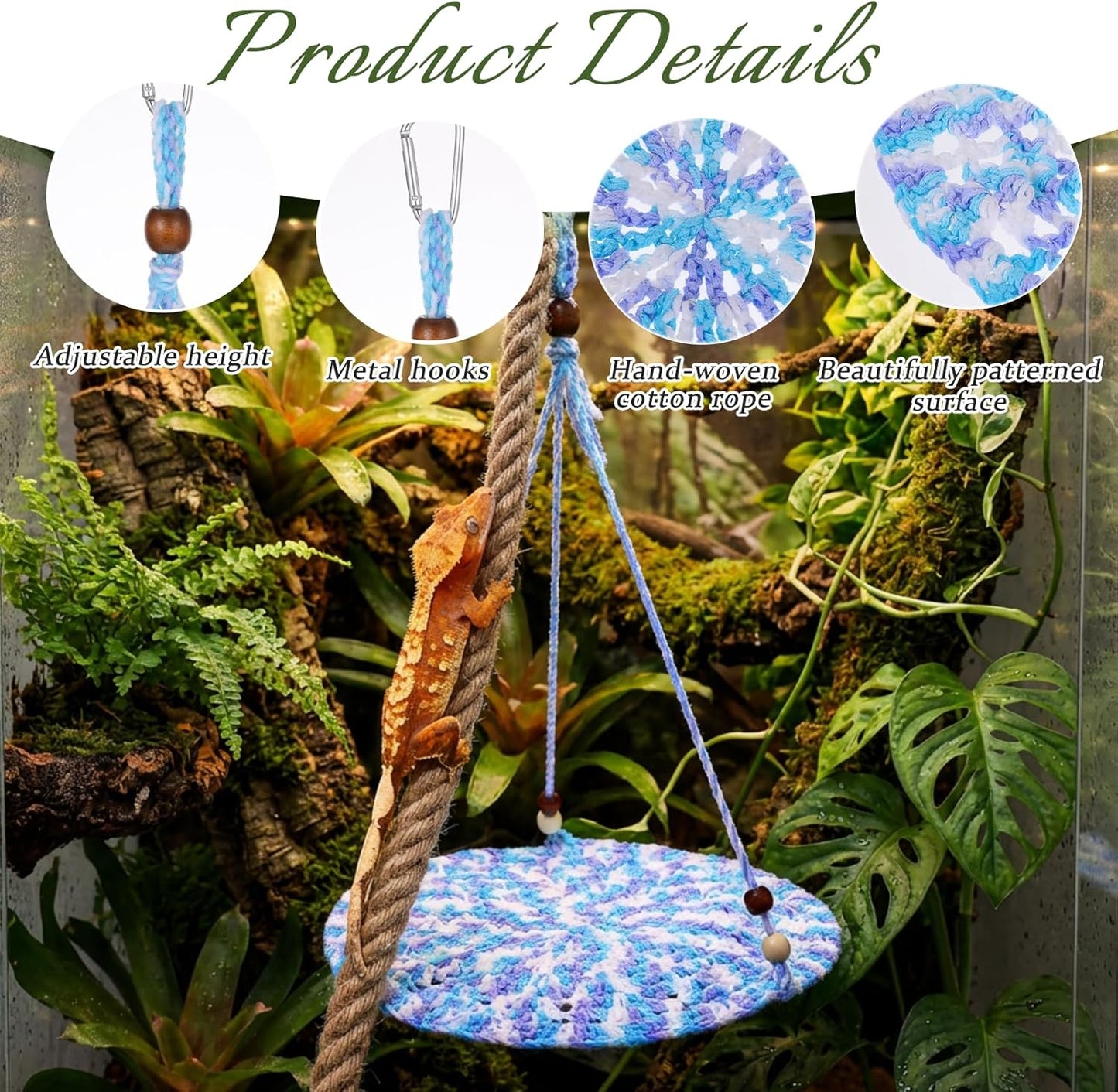 Bearded Dragon Hammock, Reptile Hammock Tank Accessories Bearded Dragon Tank Accessories Small Lizard Cage Bed Hanging Hammocks for Chameleon Birds Rats Gecko Iguana