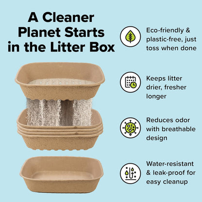 Kitty Sift (Set of 1 Litter Box & 5 Sifting Liners) Disposable Sifting Cat Litter Box Large, 6 Count, Durable Portable for Travel and Home Odor Control