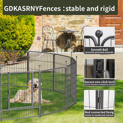 Dog Playpen,32/40/45 Inch Height in Heavy Duty, Folding Indoor Outdoor Anti-Rust Dog Exercise Fence, Portable Pet Playpen with Door for Large Medium Small Dogs and Pet (16 Panels, 32 Inch) Silver