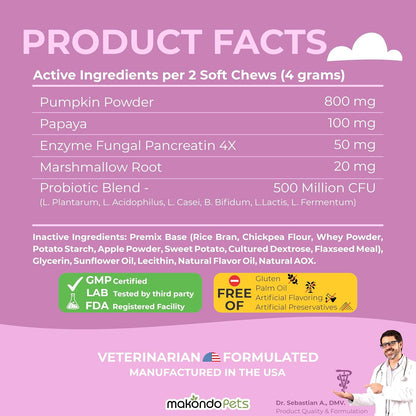 Probiotics for Dogs - 120 Dog Probiotics Chews - Digestive Enzymes & Pumpkin - Support Gut Health, Gas, Diarrhea & Constipation Relief - Itchy Skin, Yeast Balance, Allergies - Pet Advanced Supplements