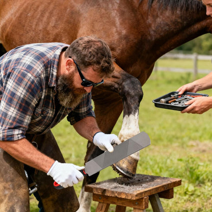 Hoof Rasp for Horse, 14in/33.5cm Steel Goats Sheep Hoof Rasp Double-Sided Rough or Fine Teeth Design Trimmers Farrier Tool Supplies for Horse Donkey Cow Goat Hooves Trimming Smoothing and Grooming