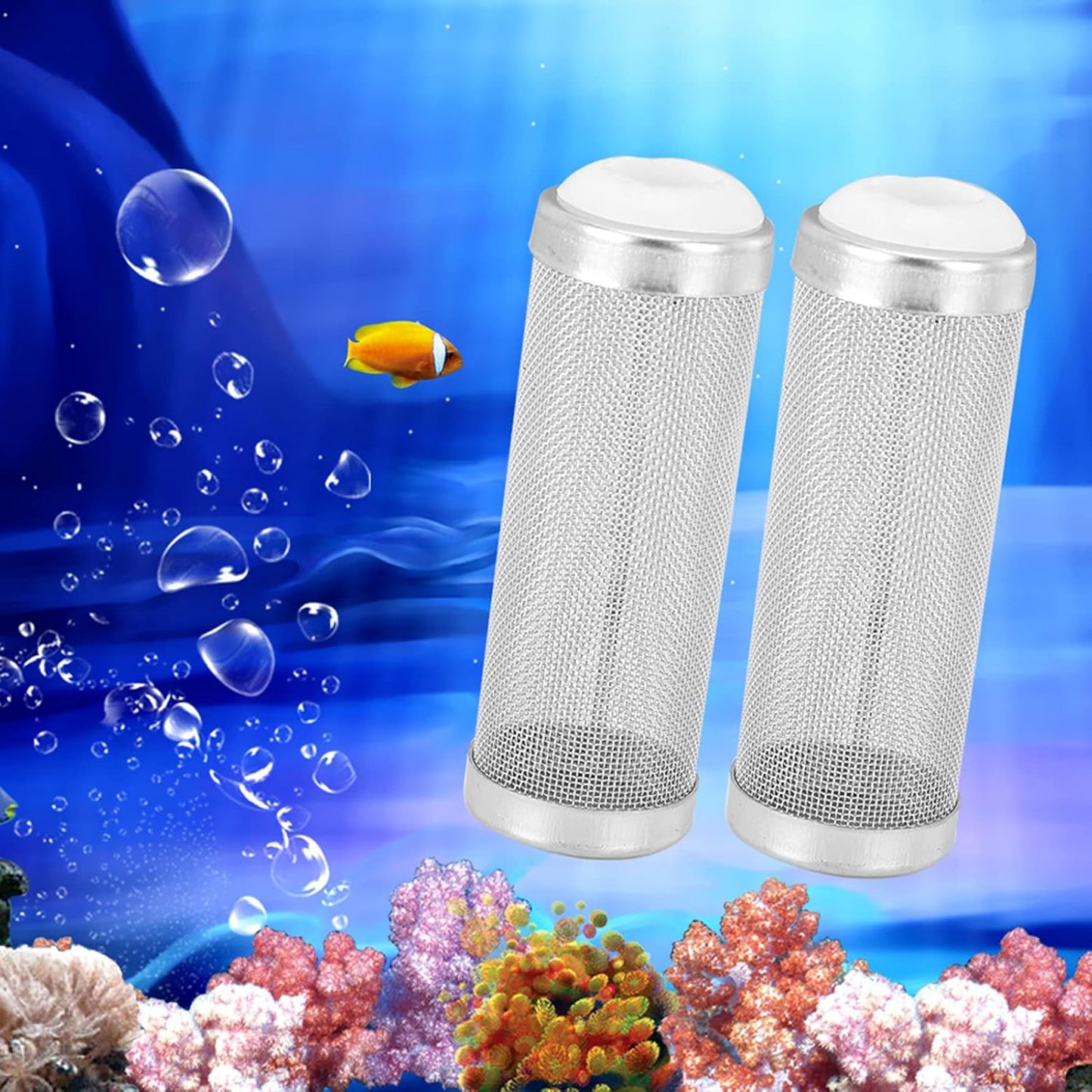 Aquarium Filter Inflow Inlet Mesh, Stainless Steel Intake Shrimp Guard Protector Cover Screen Metal Fish Prefilter Tube Strainer Net Protecting Basket Media Accessory 16mm 5Pcs