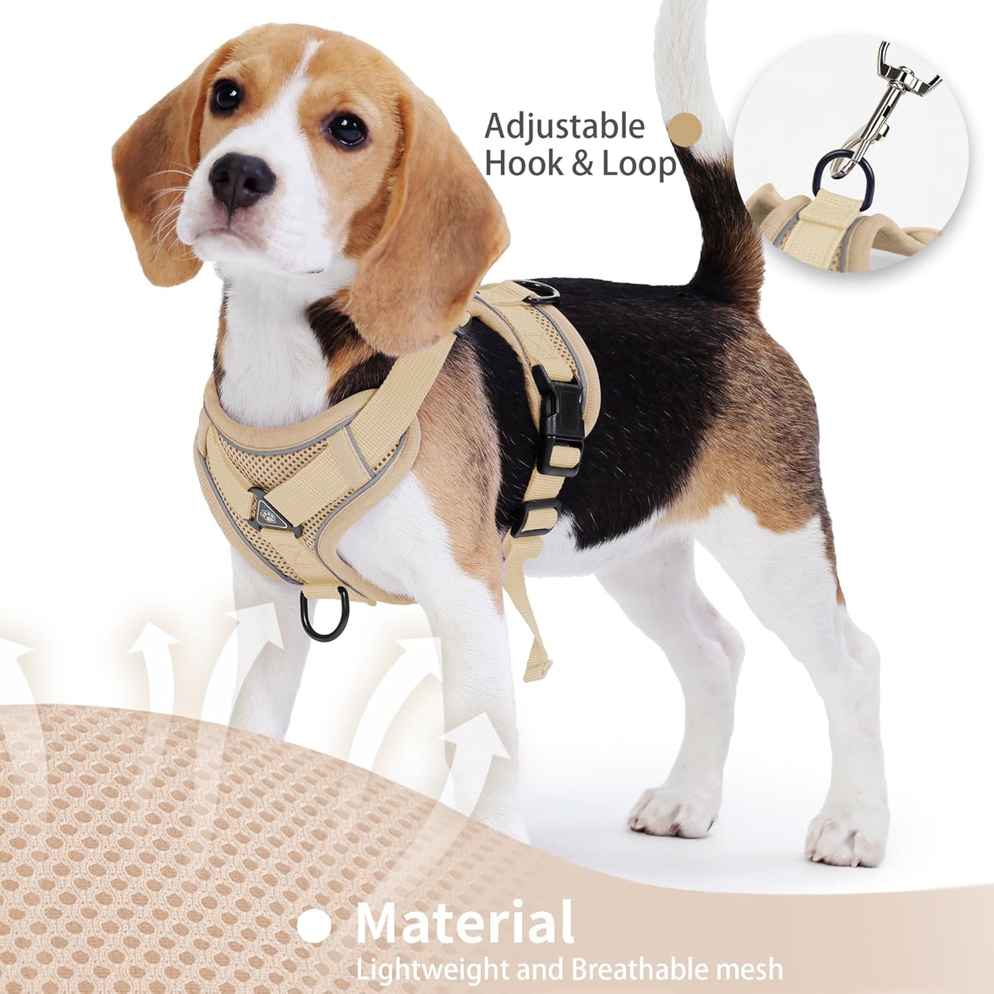 No Pull Dog Harness with Leash Set for Small Sized Dog, Reflective Adjustable No Choke Front Clip Cat Vest Harness with Breathable Mesh, Comfortable Soft Padded Pet Vest, Brown S