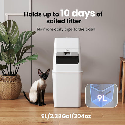 GKJ Cat Litter Trash Can | Litter Disposal Bin | Cat Litter Garbage Can Disposal System | Litter Box Trash Can | Includes 1 roll of 16 Easy Tear-Off Bags