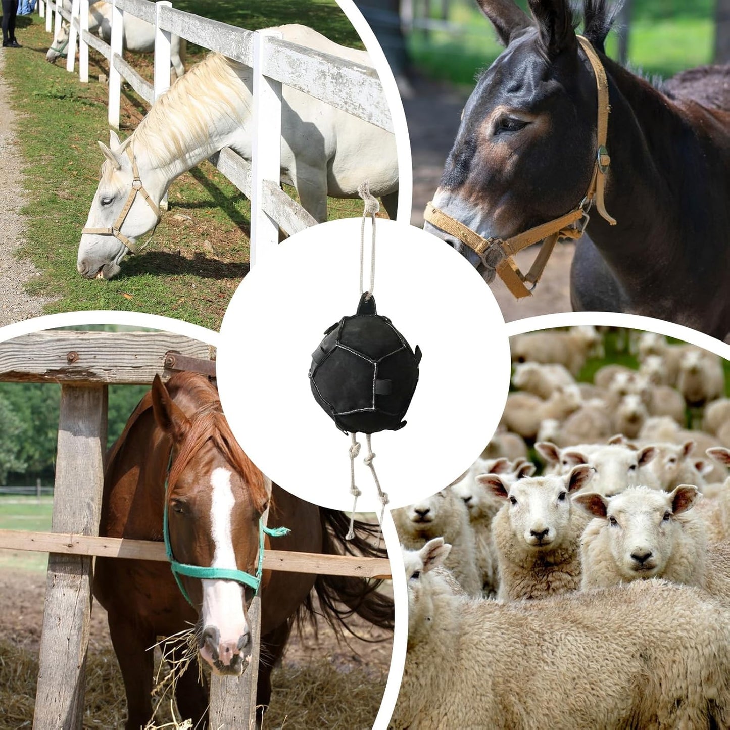 Horse Slow Feeder Treat Ball, 55x25cm Velvet Hay & Carrot Dispenser for Boredom Relief, Farm Animal Enrichment Feeder Interactive Toy for Horses, Goats & Sheep