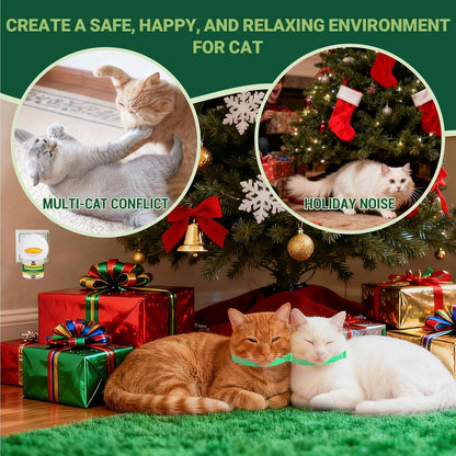 6 in 1 Cat Calming Pheromone Kit, 2 Pack Cat Calming Diffuser for Indoors Stress, 2 Pack Calming Collar for Cats to Comfort Anywhere, Dual-Action Calming to Reduce Anxiety,Scratching(120 Days Green