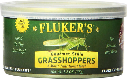 Fluker's Gourmet Canned Food for Reptiles, Fish, Birds and Small Animals, Grass Hoppers 1.2 oz