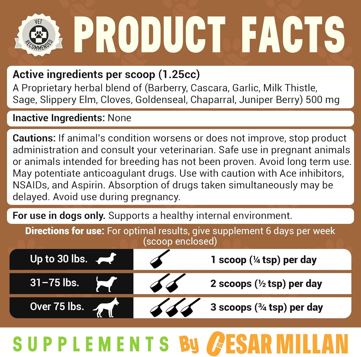 Better Dog Supplements Inner Purity by Cesar Millan – Natural Digestive, Dewormer & Gut Health Powder for Dogs – Internal Cleanliness, Detox & Bowel Movement Support – 3.4oz, (60-Day Supply)