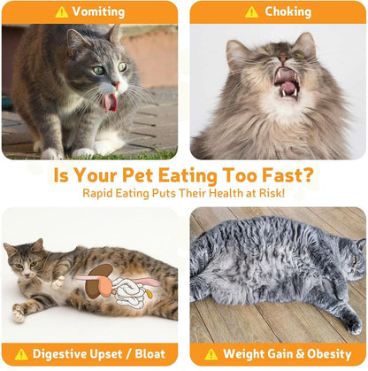 Ceramic Slow Feeder Cat Bowl 6.3'' Wide, Shallow Slow Eating Cat Bowl for Dry and Wet Food, Anti Gulping Pet Puzzle Feeder for Cats and Small Dogs, Dishwasher Safe (White)