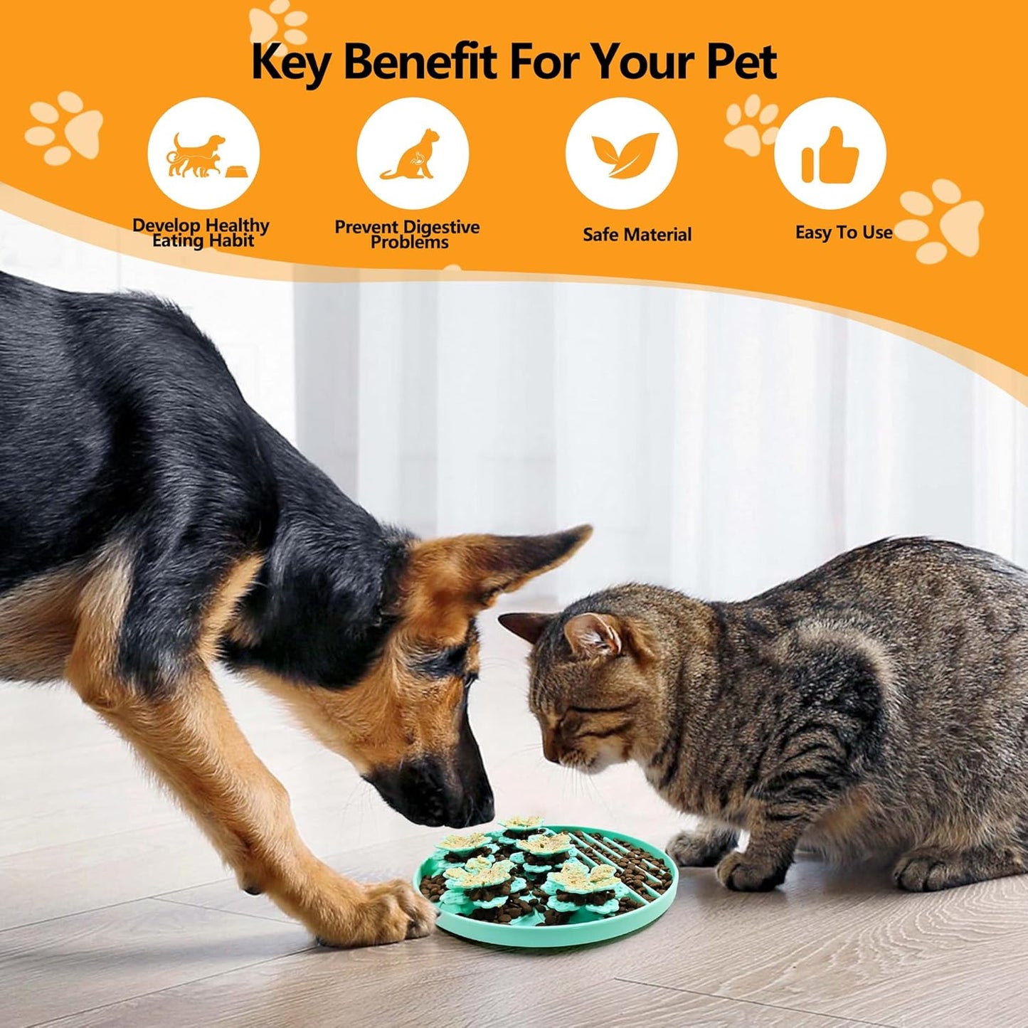 AWINNER Slow Feeder Dog Bowl Make Mealtime Fun and Healthy with - Reduce Overeating and Aid Digestion Cat Lick Mat (Cyan)