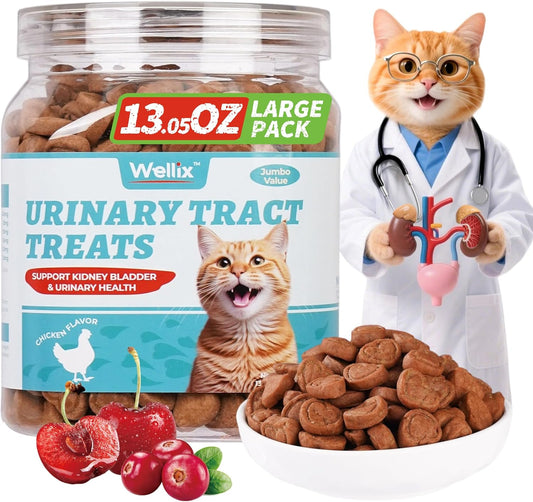 Wellix 13.5oz Urinary Tract Health Supplement Cat Treats for Indoor Cats - Chicken Flavor Kitten Snacks for Support Kidney Bladder & Urinary Health Cat Training Biscuits - Add Dandelion & Cranberry