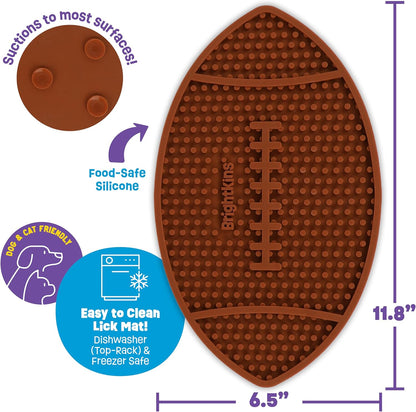 Brightkins Football Lick Mat, Food Rubber Mat and Snuffle Pet Supplies, Enrichment Puppy Pads Essentials Products, Anxiety Relief Items, Interactive Dog Toys (Pack of 2)