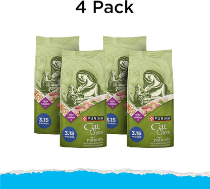 Purina Cat Chow Hairball, Healthy Weight, Indoor, Natural Dry Cat Food, Naturals Indoor - (Pack of 4) 3.15 lb. Bags