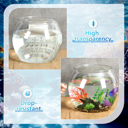 3 Gallon Plastic Betta Fish Bowl with 6 Pcs Artificial Plastic Plants and 500g Decorative Gravel, Betta Fish Tank and Decoration Accessories Small Large Bowl Ornaments Starter Kit