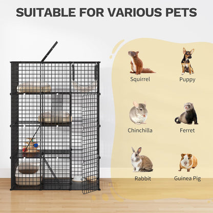 DWVO 4 Tier Large Cat Cage Indoor: Kitten Enclosure DIY Playpen Catio with Large Hammock for 1-3 Cats