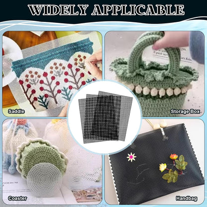 8Pcs Plastic Mesh Canvas Sheets Embroidery Aquarium Fish Tank Divider Plastic Grid Isolation Board Partition Net Pane Separator Filter Bottom Tray,20 Pcs Binding Bars Sliding Bars ,Crochet Projects