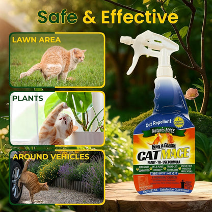 Nature's Mace Cat Mace Cat Repellent, Spray Deterrent for Urine Marking, Keep Cats Away for Outdoor & Indoor Use, Scratching, Flowerbeds, Yards, Pets, Garden, Plants, Ready-to-Use, 40 oz Spray