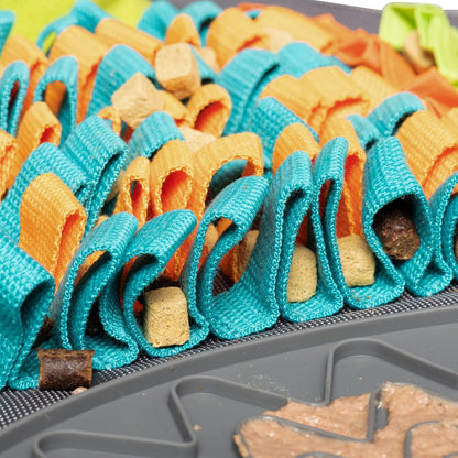 Messy Mutts Square 16" x 16" Forage and Lick Mat with Non-Slip Suction Cups | Stimulating Sniffing Interactive Puzzle for Dogs | Silicone Triangle Licking