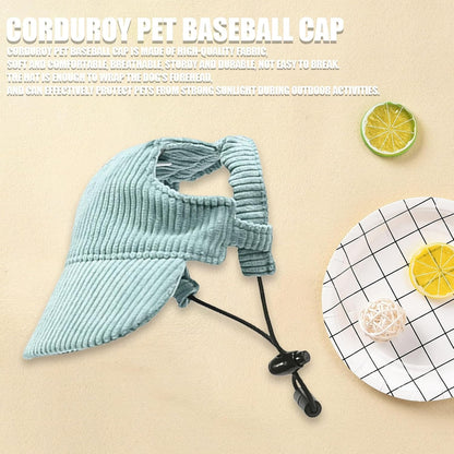 Dog Baseball Cap, Dog Cat Summer Beach Visor Hat with Ear Holes, Adjustable Puppy Sunbonnet Headdress (Green, Large)