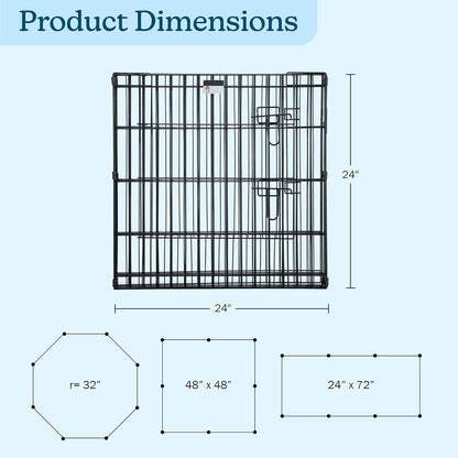 Puppy Playpen - Foldable Metal Exercise Enclosure with Eight 24-Inch Panels - Indoor/Outdoor Fence for Dogs, Cats, or Small Animals by PETMAKER