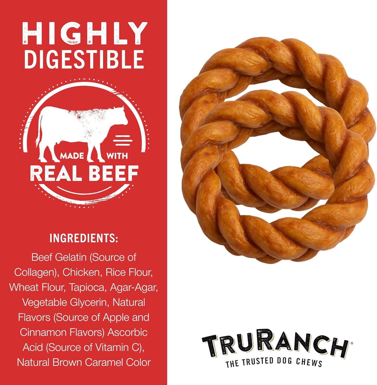 TRURANCH Apple Cinnamon Collagen Wreath Treat, 1 Bag, 2 Count, Limited Edition Holiday Stocking Stuffer, All-Natural Hydrolyzed Collagen, Rawhide Free, 50% Protein, Healthy Limited Ingredient Chew