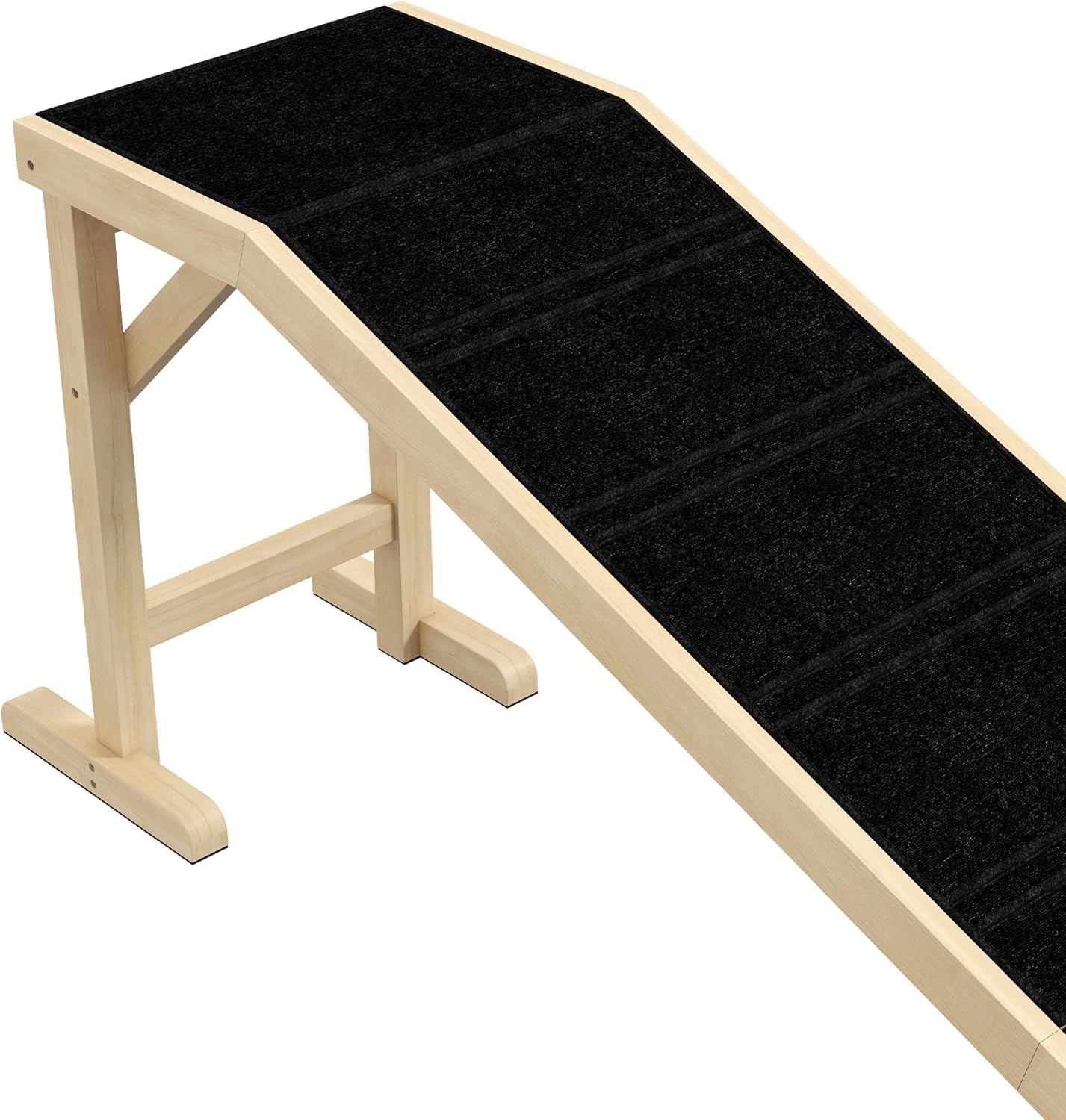 PawHut Dog Ramp for Bed, Pet Ramp for Dogs with Non-Slip Carpet and Top Platform, 74" x 16" x 25", Natural
