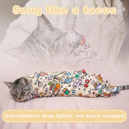 27.6''Cat Grooming Wrap,Cats Wrap for Cutting Nails,Ear Cleaning,Vet Visit Anti-Scratch Anti-Escape Restraint Swaddle,Cat Burrito Wrap L(Within 15lbs),Small Dog Grooming Tool