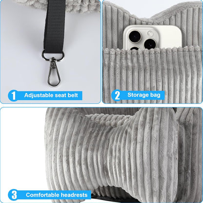 Center Console Dog Car Seat for Small Dogs, Pet Puppy Car Seats with Soft Cushion Safety Belt, Washable Cat Carseats, Pet Bed for Cars, Dog Booster Cars Seats for Dogs Small 5-15 lbs(Grey)