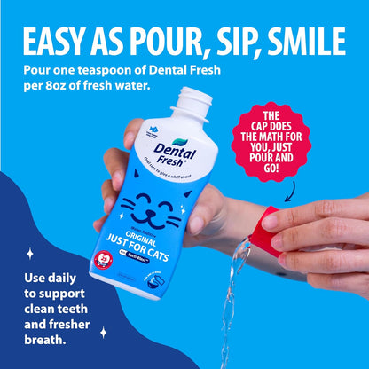 Dental Fresh Cat Water Additive, Tuna Flavor Dental Care – Easy Oral Care, Cleaner Teeth, Fresh Breath and Tartar Support for Cats