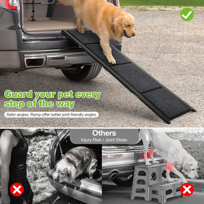 Dog Ramp for Car 71" Long & 17" Wide Folding Dog Ramp with Non-Slip Surface,Portable Pet Ramp for Large Dogs Up to 300LBS