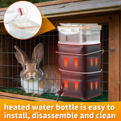 4 Pack 74 oz Heated Rabbit Water Bottle, Large Rabbit Water Dispenser No Drip, Bunny Bottle, Heated Small Animal Drinker for Pets, Rabbits, Guinea Pigs, Hamster, Ferrets, Birds, Mouse, Rats