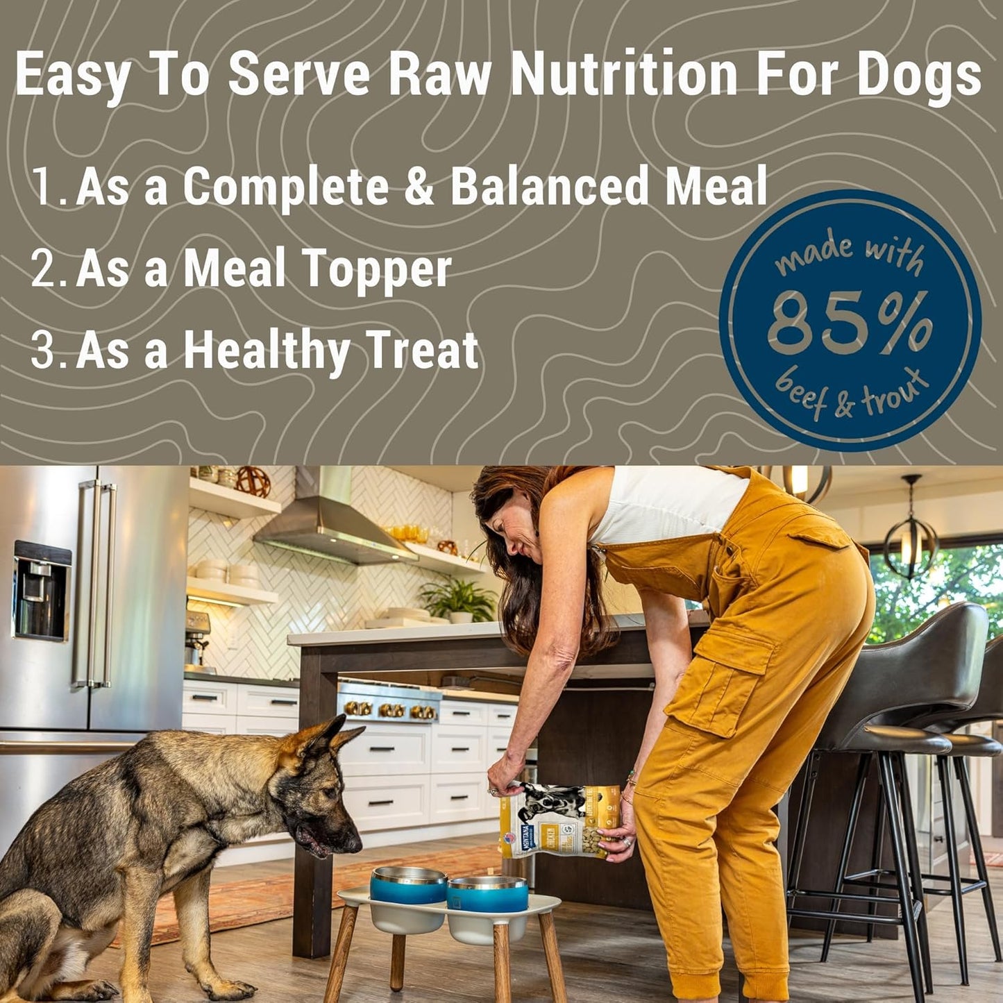 MONTANA DOG FOOD CO. Freeze-Dried Raw Surf & Turf Recipe Dog Food – Grain-Free, High-Protein Meal or Topper, Made in USA with USA Ingredients -16 oz Bag