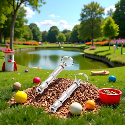 BWESOO 2Pcs Silver Adjustable Ultrasonic Dog Whistle, Portable Whistle Pet Whistle Supersonic Whistle Dog Whistles for Pet Training，Training and Behavior Aids, Dog Whistles