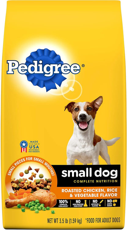 PEDIGREE Small Dog Adult Complete Nutrition Roasted Chicken, Rice & Vegetable Flavor Dry Dog Food 3.5 Pounds, Pack of 1L8
