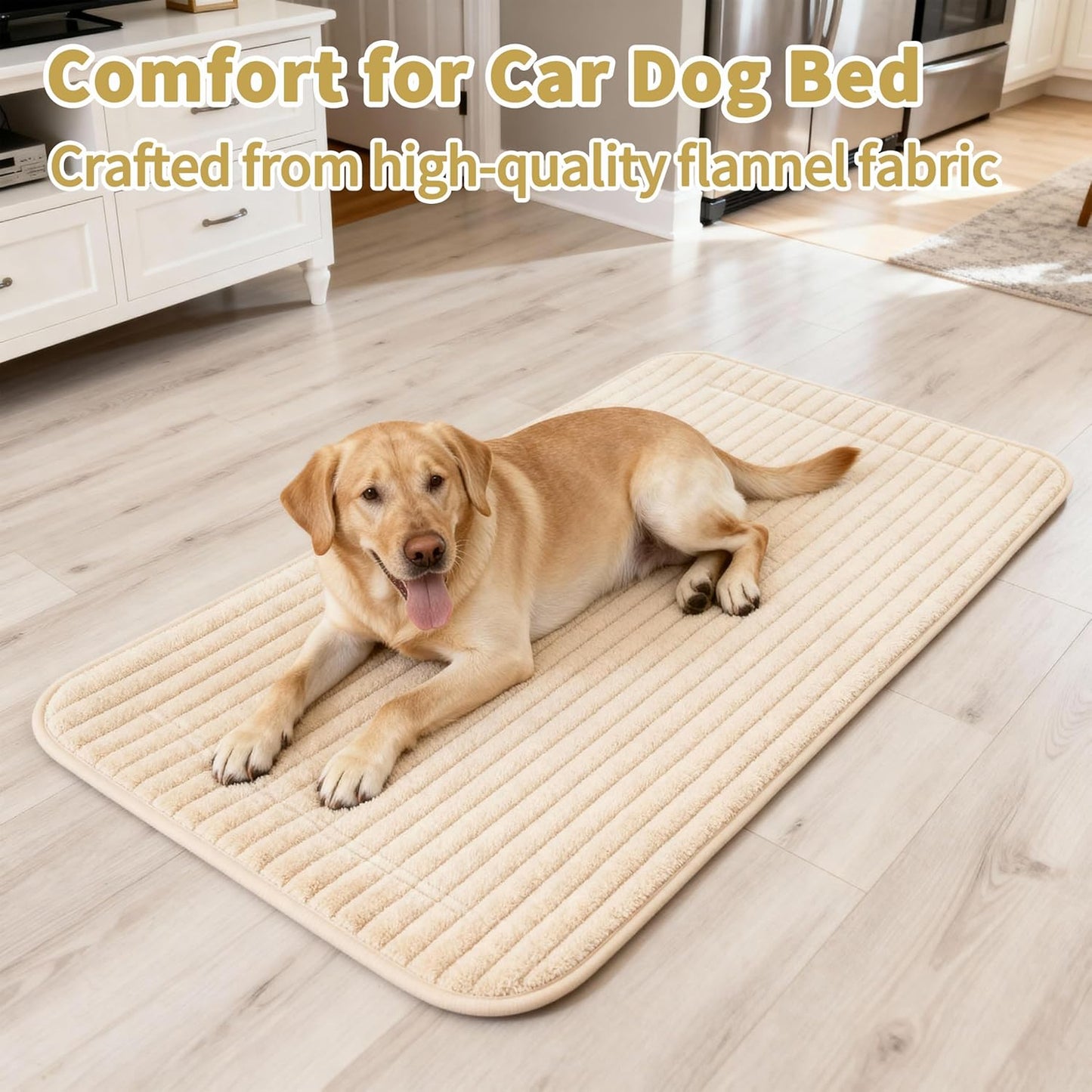 Backseat Dog Bed for Car Back Seat, Dog Mat for Car Backseat Pet Bed Mat, Non-Slip Travel Pet Mat, Fit for Backseat Extenders and Trucks Suvs (Beige, 27.5x55 Inch)