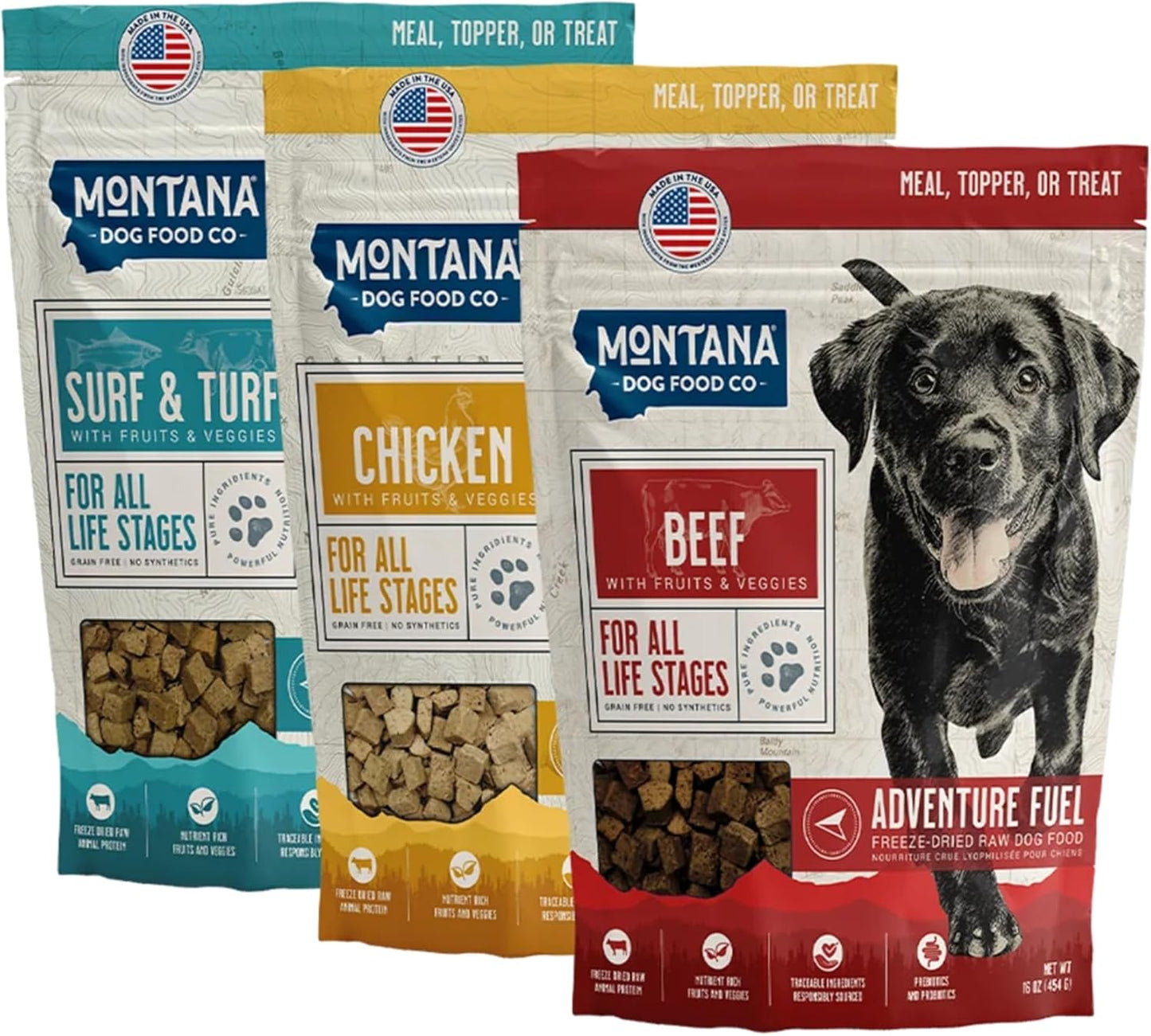 Adventure Fuel Freeze-Dried Raw Grain-Free Dog Food: 3 Pack- 16 oz