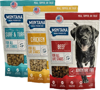 Adventure Fuel Freeze-Dried Raw Grain-Free Dog Food: 3 Pack- 16 oz