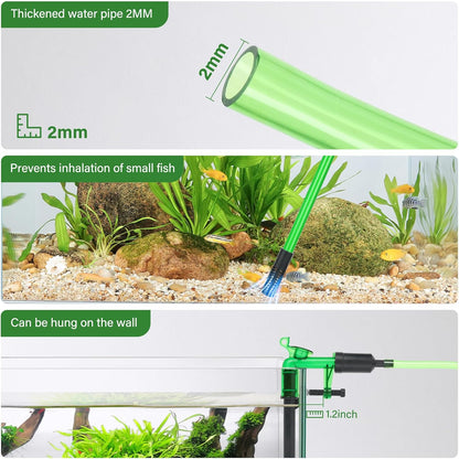 AQQA Aquarium Siphon Gravel Vacuum Fish Tank Cleaner kit,Stress Ball Python Water Changer,Extendable Length and Fixed On Fish Tank,Manually Water Changer Wash Sand S