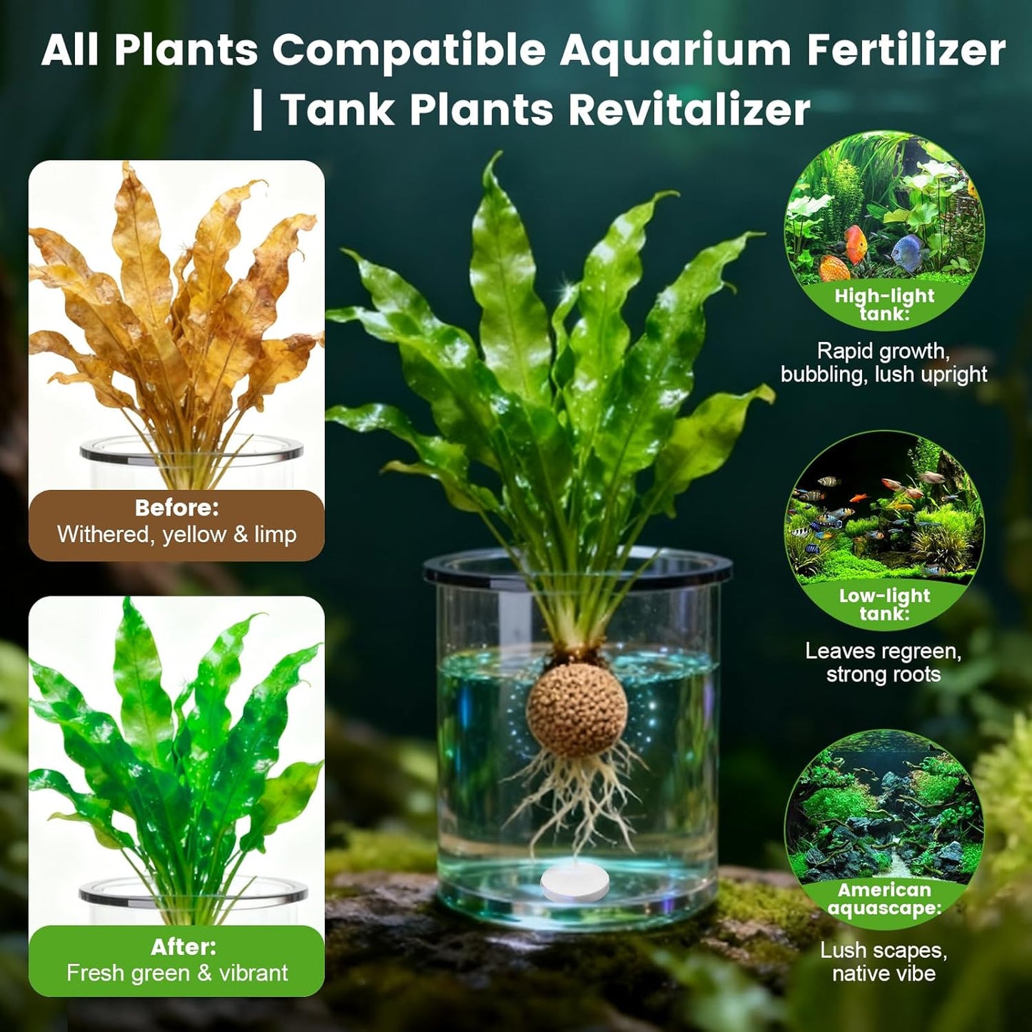 Root Tabs，Aquarium Plant Fertilizer, Aquarium Water Care Tabs, 100 Tabs Aquarium Plant Food Safe for Fish and Shrimp, Aquatic Plant Fertilizer for Planted Aquarium Substrate (100)