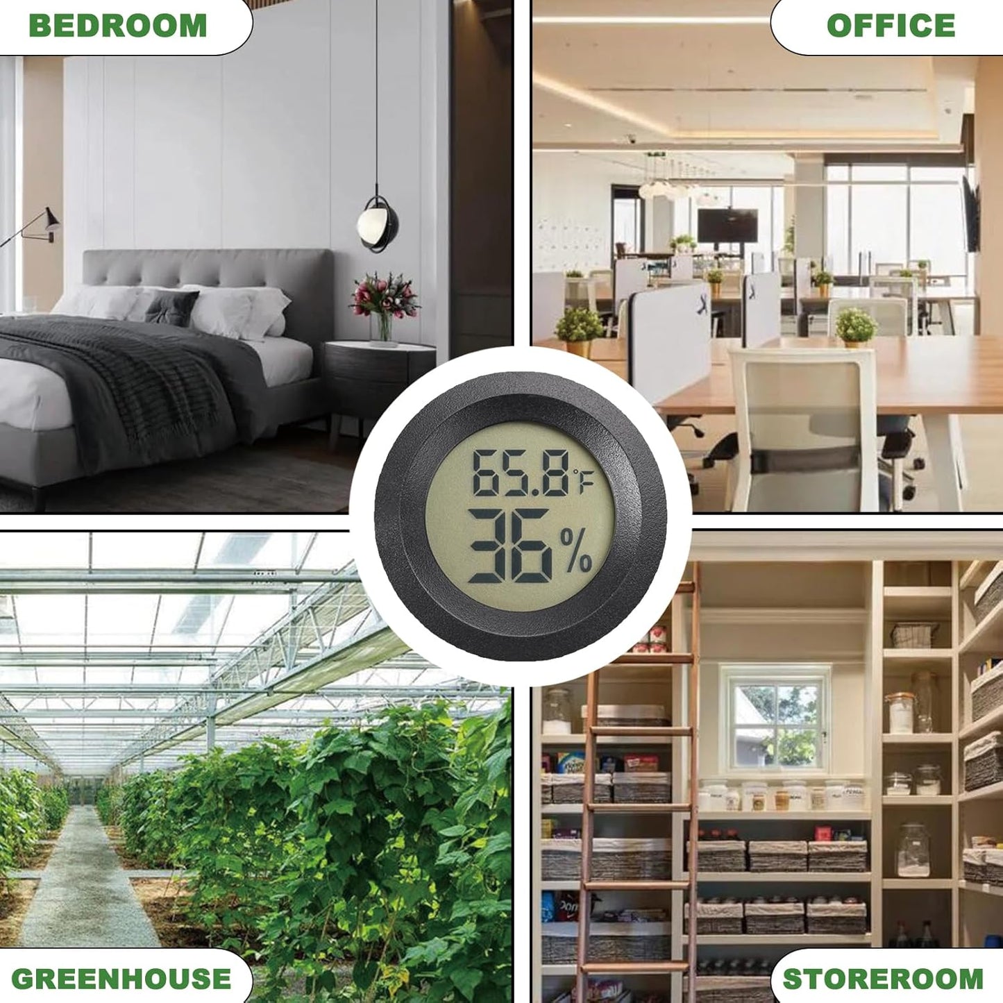 Reptile Thermometer and Humidity Gauge Digtal Terrarium Thermometer Circular Bearded Dragon Cage Accessories Reptile Temp and Humidity Gauge for Leopard Gecko Hermit Crab Gecko Lizard Etc 2pc