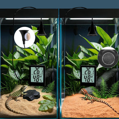 Digital Reptile Thermometer and Humidity Gauge, Large LED Display Terrarium Hygrometer with Adhesive Tape, for Bearded Dragon Tank, Leopard Gecko, Snake, Lizard, Hermit Crab Accessories