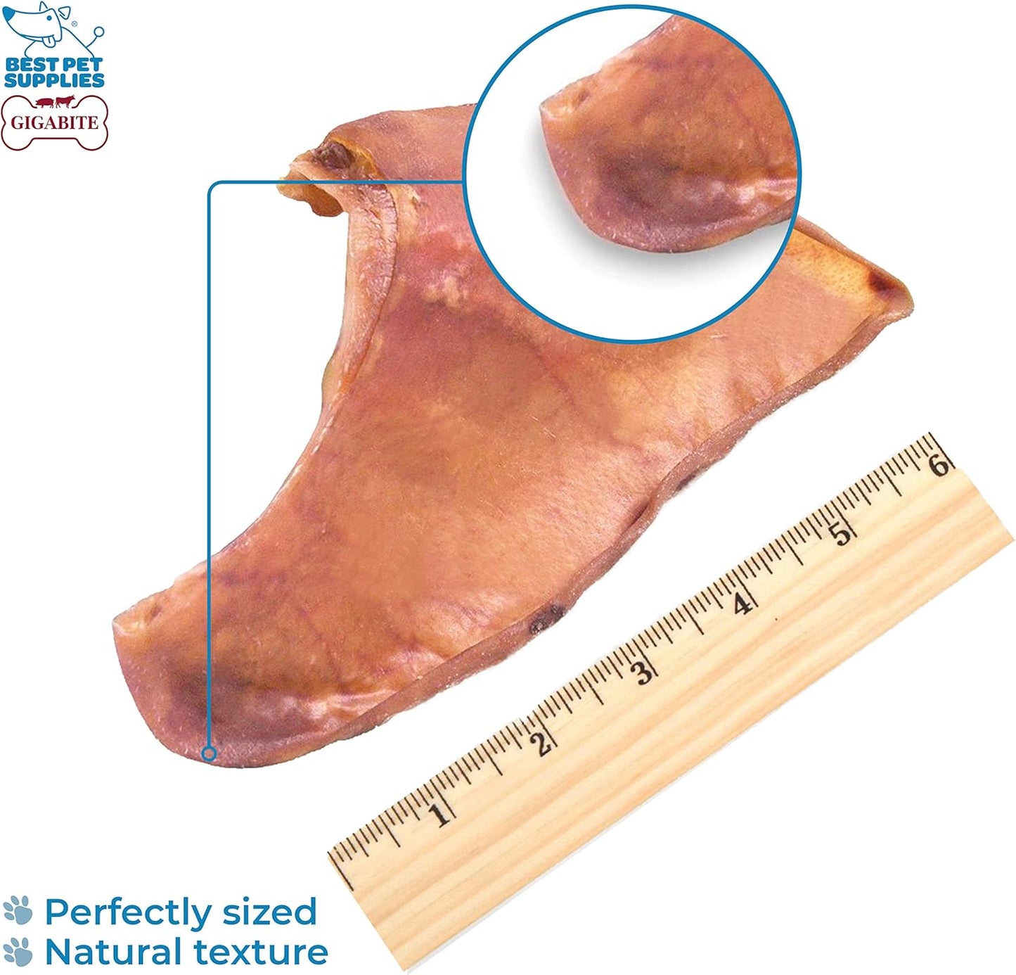 Best Pet Supplies GigaBite Roasted Pig Ears for Dogs - Natural Dog Chews, Roasted Pigs Ears, Safe for Puppies and Aggressive Chewers, Cleans Teeth and Gums - Whole Ears, Pack of 22