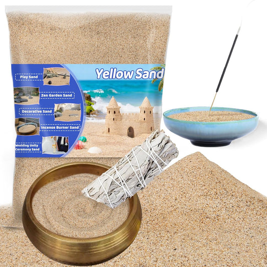 RAINFLOW 15 OZ Fine Yellow Sand for Crafts - Colored Quartz Zen Garden Sand Decorative for Vases Filler, Wedding Unity Ceremony, Incense Burner, Ritual Incense,Wishing Bottle