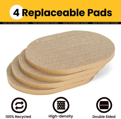 Cat Scratcher Box with 4 Cat Scratching Board Reversible Cat Scratch Pad, Heavy Duty Corrugated Cardboard Cat Bed Lounger Cat Scratchers for Indoor Cats, Protects Furniture,Kittens Gifts-Large