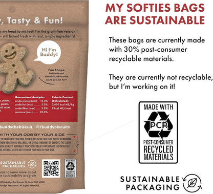 Buddy Biscuit Softies 5 oz Pouch, Grain-Free Soft & Chewy, Natural Grilled Beef Flavor Dog Treats, Oven Baked in the USA