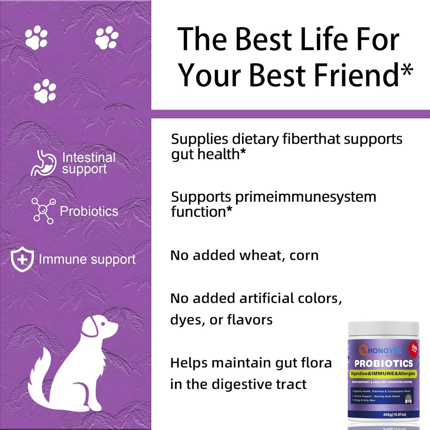 Dog Probiotics & Enzymes 200 Chews with Papaya | Pumpkin | Krill oi, for Dogs & Cats Gut Health | No Poop Odor | Constipation | Diarrhea | Relieve Anal Gland Relief | Digestive | Immune -Vet Approved