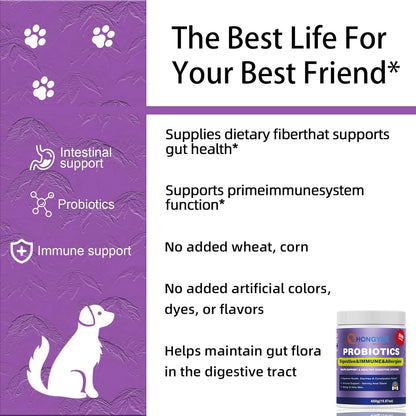 Dog Probiotics & Enzymes 200 Chews with Papaya | Pumpkin | Krill oi, for Dogs & Cats Gut Health | No Poop Odor | Constipation | Diarrhea | Relieve Anal Gland Relief | Digestive | Immune -Vet Approved