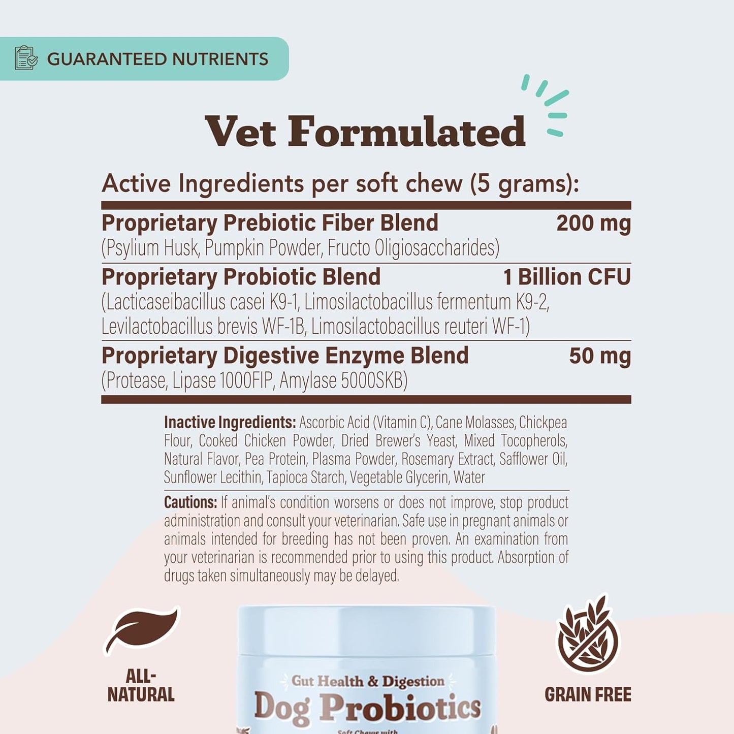 Natural Dog Company Gut Health & Canine Specific Probiotics Chews, 1 Daily Chew for All Dogs, Prebiotics & Digestive Enzymes for Digestion, Gas, Loose Stool, Immune System & Bowel Support